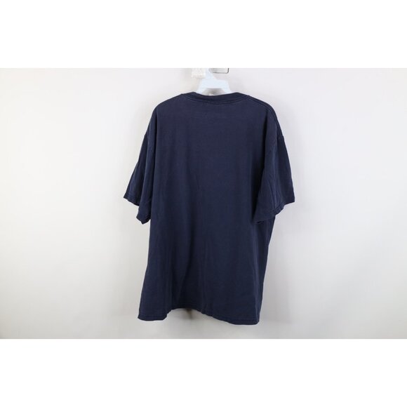 Vintage 90s Mens XL Faded Spell Out New England Patriots Football T-Shirt Blue - Picture 13 of 15